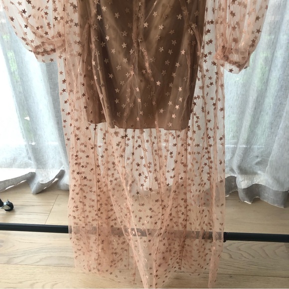 For Love & Lemons Sheer Star Maxi Dress Size Medium - Picture 8 of 11